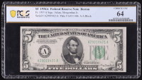 1934-A U.S. $5 Federal Reserve Note, Boston - Fr. 1957-A (AA Block) Signed: Julian / Morgenthau (PCGS Choice Unc 64) at PristineAuction.com
