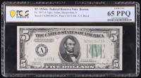 1934-A U.S. $5 Federal Reserve Note, Boston - Fr. 1957-A (AA Block) Signed: Julian / Morgenthau (PCGS Gem Unc 65 PPQ) at PristineAuction.com