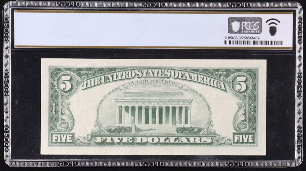 1963 U.S. $5 Legal Tender "Star" Note, Red Seal - Fr. 1536* (*A Block) Signed: Granahan / Dillon (PCGS Choice Very Fine 35 PPQ) at PristineAuction.com 1963 U.S. $5 Legal Tender "Star" Note, Red Seal - Fr. 1536* (*A Block) Signed: Granahan / Dillon (PCGS Choice Very Fine 35 PPQ) at PristineAuction.com