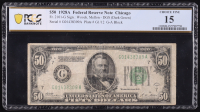 1928-A U.S. $50 FRN, Chicago - Fr. 2101-G (GA Block) Signed: Woods / Mellon - Redeemable in Gold on Demand (PCGS Choice Fine 15) at PristineAuction.com