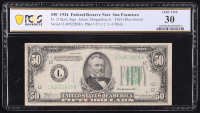 1934 U.S. $50 Federal Reserve Note, San Francisco - Fr. 2102a-L (LA Block) Signed: Julian / Morgenthau (PCGS Very Fine 30) at PristineAuction.com