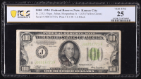 1934 U.S. $100 Federal Reserve Note, Kansas City - Fr. 2152-J (JA Block) Signed: Julian / Morgenthau (PCGS Very Fine 25) at PristineAuction.com