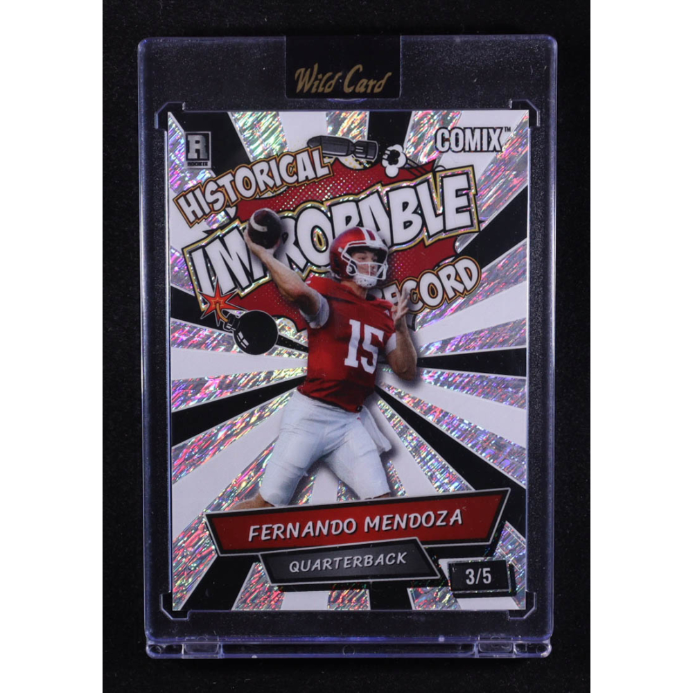 Fernando Mendoza 2025 Wild Card Comix Improbable Shimmer #FM03 #3/5 RC at PristineAuction.com