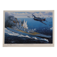 William Webb Patterson Signed Stan Stokes "Last Voyage Of The Yamato" Lithograph Inscribed "LT (JG) USNR VT-9" (AIV) at PristineAuction.com