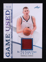 Nikola Jokic 2025 Leaf ITG Used Sports Game Used Memorabilia Turquoise Foil JSY #GM34 #4/15 at PristineAuction.com