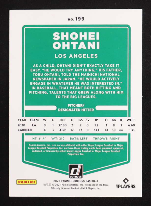 Shohei Ohtani 2021 Donruss Holo Orange #199 at PristineAuction.com Shohei Ohtani 2021 Donruss Holo Orange #199 at PristineAuction.com