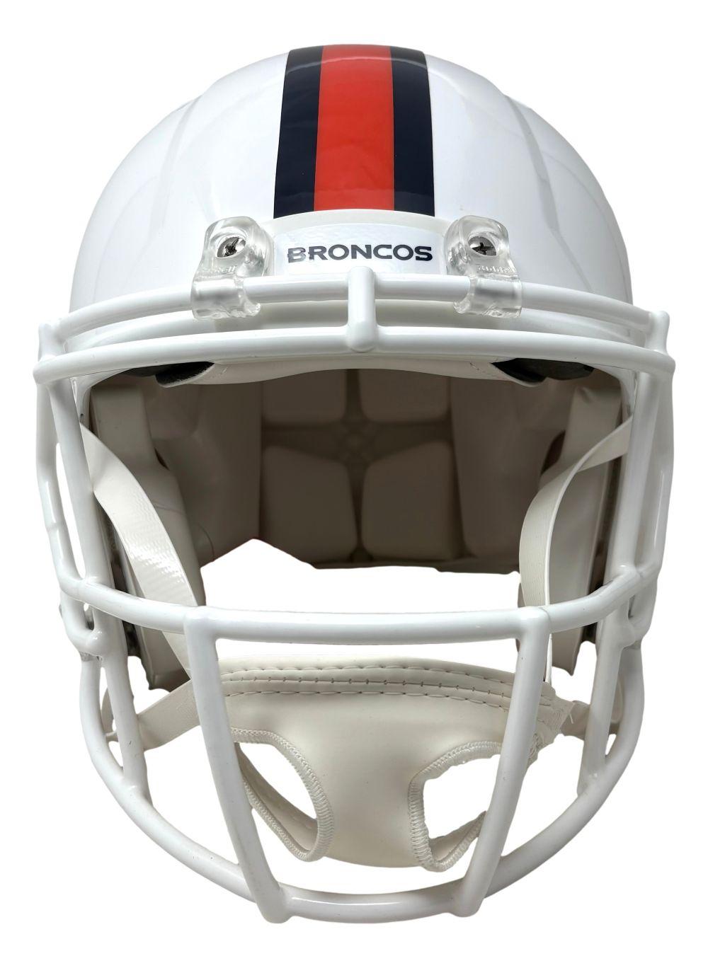 Bo Nix Signed Broncos Full-Size Authentic On-Field Throwback Alternate Speed Helmet (Beckett) at PristineAuction.com Bo Nix Signed Broncos Full-Size Authentic On-Field Throwback Alternate Speed Helmet (Beckett) at PristineAuction.com