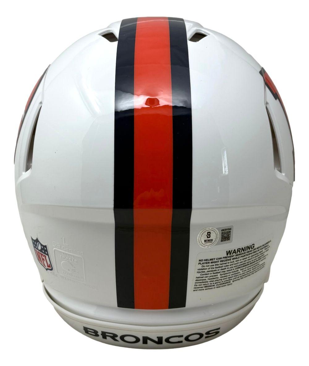 Bo Nix Signed Broncos Full-Size Authentic On-Field Throwback Alternate Speed Helmet (Beckett) at PristineAuction.com Bo Nix Signed Broncos Full-Size Authentic On-Field Throwback Alternate Speed Helmet (Beckett) at PristineAuction.com
