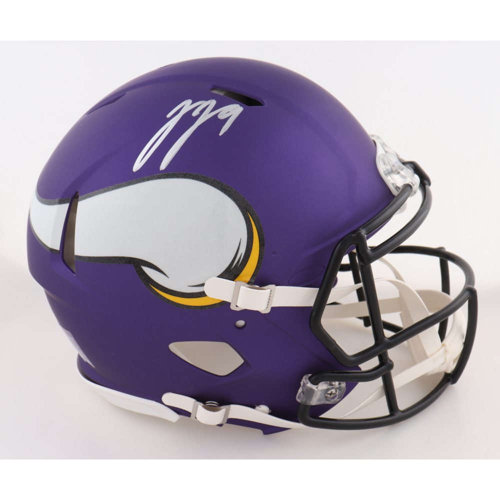 JJ McCarthy Signed Vikings Full-Size Authentic On-Field Speed Helmet (Beckett) at PristineAuction.com