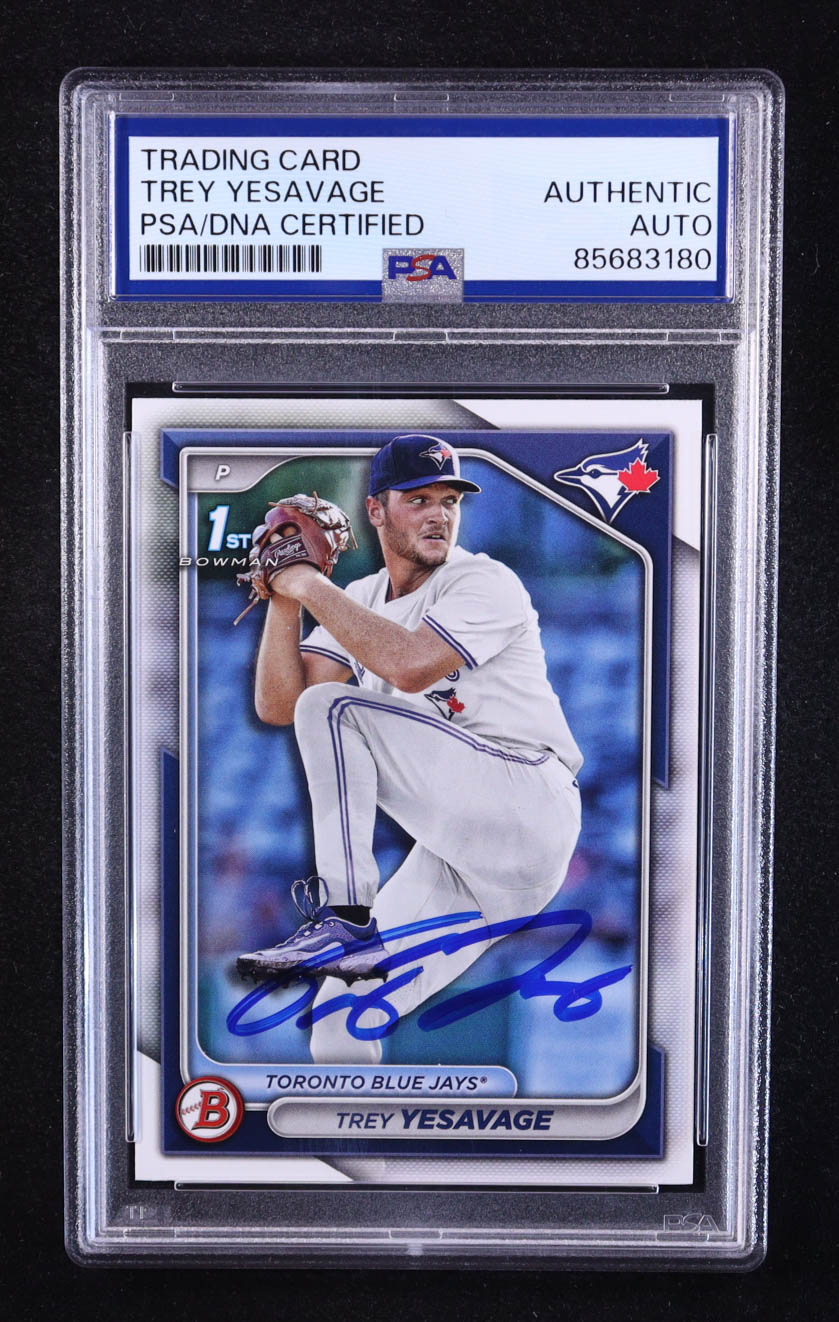 Trey Yesavage Signed 2024 Bowman Draft #BD-92 RC (PSA) at PristineAuction.com Trey Yesavage Signed 2024 Bowman Draft #BD-92 RC (PSA) at PristineAuction.com