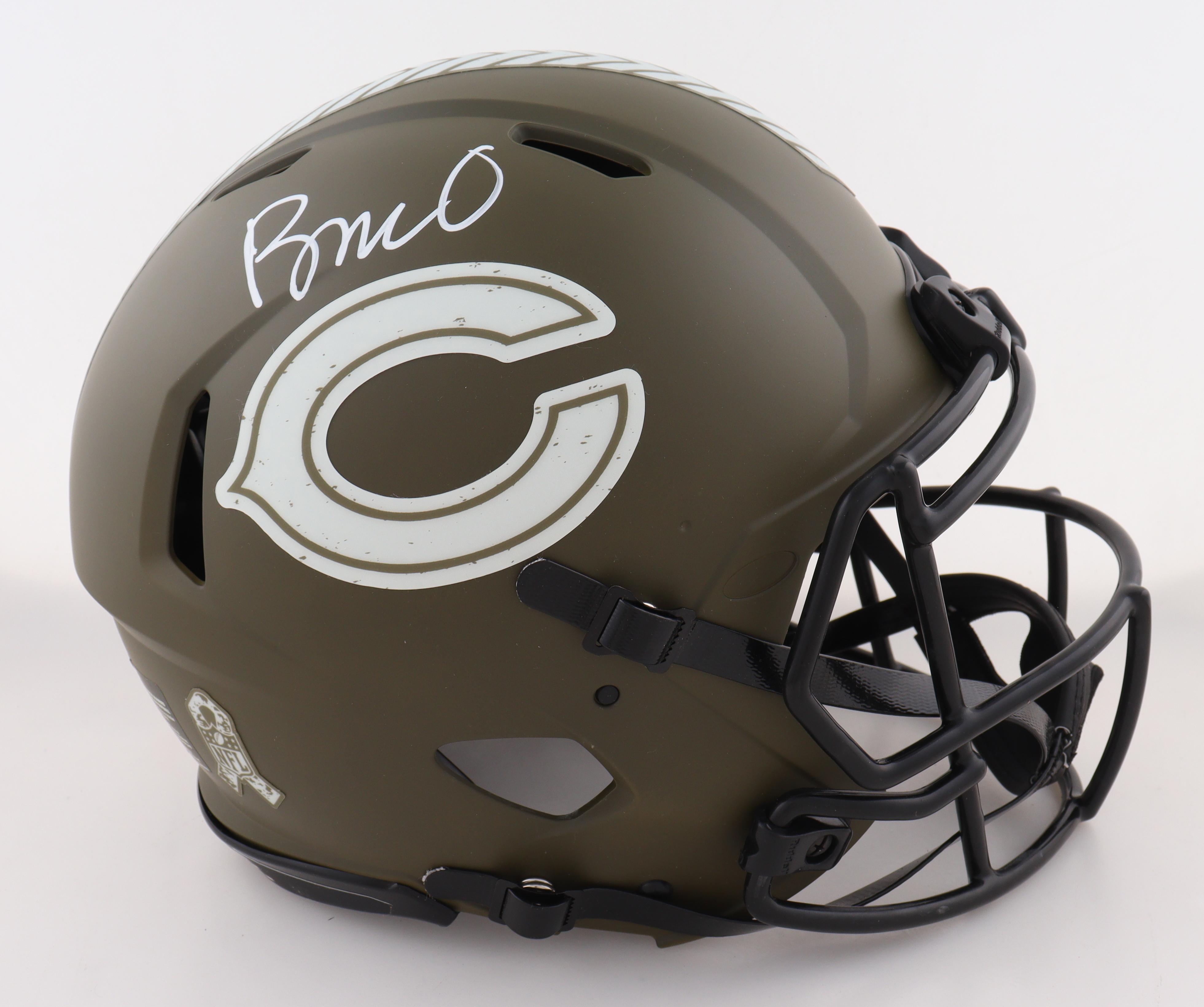 Rome Odunze Signed Bears Full-Size Authentic On-Field Salute to Service Alternate Speed Helmet (Fanatics) at PristineAuction.com Rome Odunze Signed Bears Full-Size Authentic On-Field Salute to Service Alternate Speed Helmet (Fanatics) at PristineAuction.com