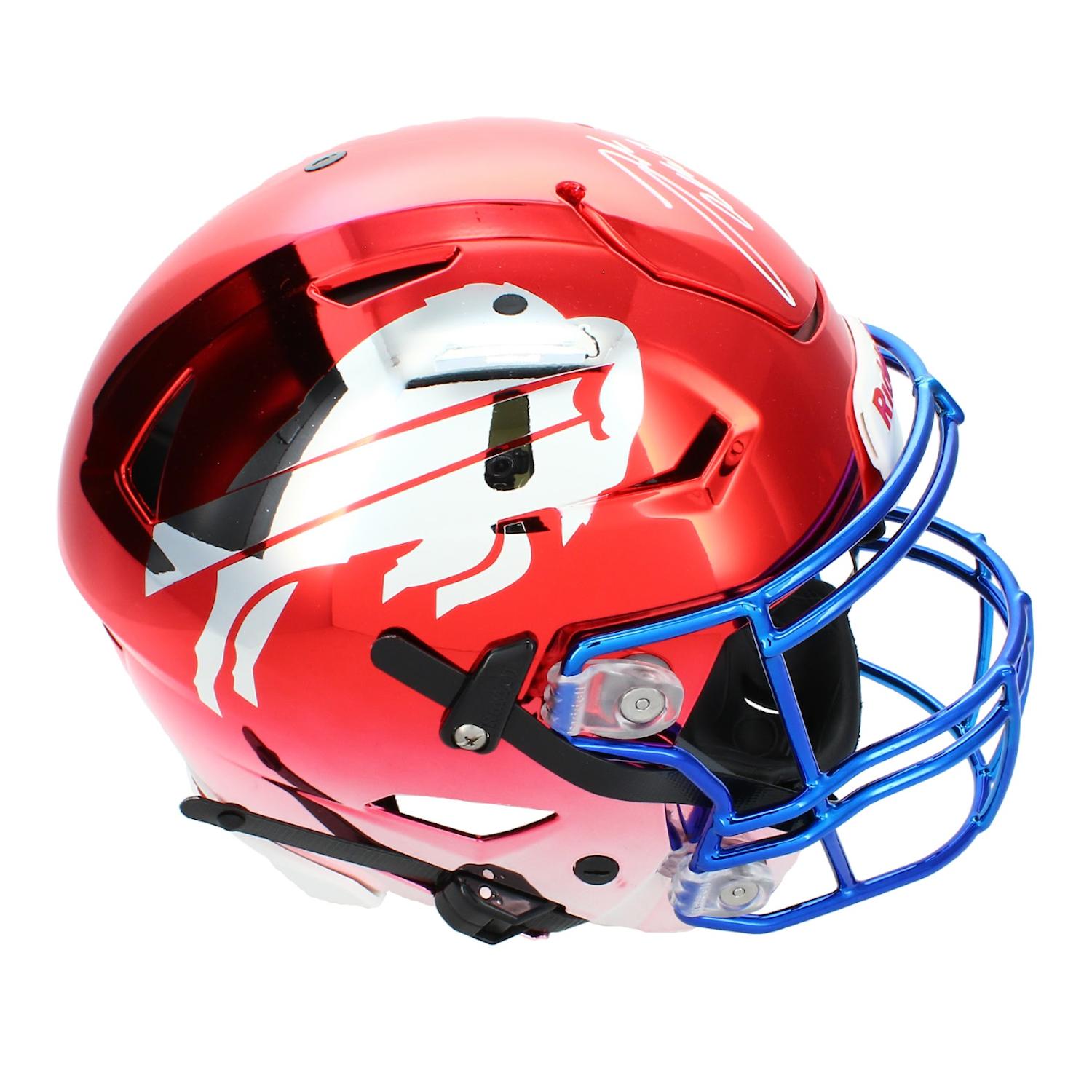 Josh Allen Signed Bills Full-Size Authentic On-Field Custom Chrome Inlay Speedflex Helmet (Beckett) at PristineAuction.com Josh Allen Signed Bills Full-Size Authentic On-Field Custom Chrome Inlay Speedflex Helmet (Beckett) at PristineAuction.com