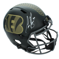 Chase Brown Signed Bengals Full-Size Salute to Service Alternate Speed Helmet (Beckett) at PristineAuction.com