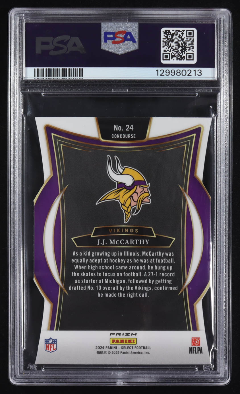 JJ McCarthy 2024 Select Prizm Silver Die Cut #24 RC (PSA 7) at PristineAuction.com JJ McCarthy 2024 Select Prizm Silver Die Cut #24 RC (PSA 7) at PristineAuction.com