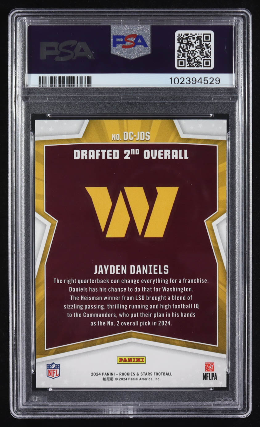 Jayden Daniels 2024 Rookies and Stars Draft Class #2 RC (PSA 8) at PristineAuction.com Jayden Daniels 2024 Rookies and Stars Draft Class #2 RC (PSA 8) at PristineAuction.com