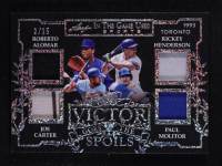 Roberto Alomar / Rickey Henderson / Joe Carter / Paul Molitor 2025 Leaf ITG Used Sports To The Victor Goes The Spoils Silver Sparkle Foil Relics #VS2 #2/15 at PristineAuction.com