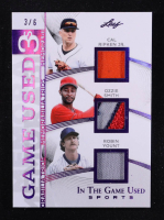Cal Ripken Jr. / Ozzie / Robin Yount 2025 Leaf ITG Used Sports Game Used 3s Trios Purple Foil JSY #GT15 #3/6 at PristineAuction.com