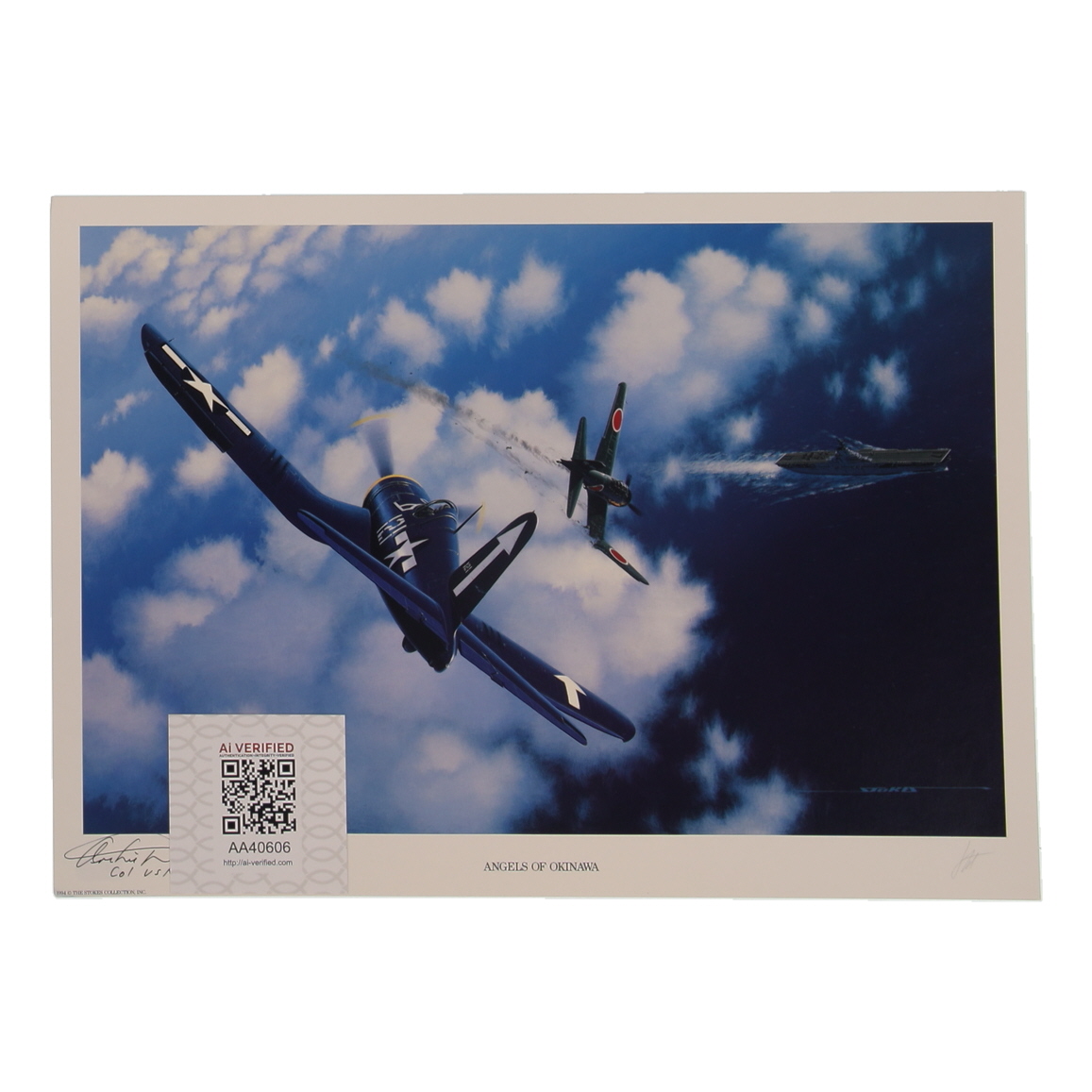 Archie Donahue Signed Stan Stokes "Angels Of Okinawa" Lithograph Inscribed "Col. USMC R" (AIV) at PristineAuction.com Archie Donahue Signed Stan Stokes "Angels Of Okinawa" Lithograph Inscribed "Col. USMC R" (AIV) at PristineAuction.com