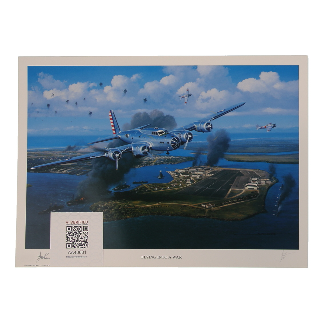 John "Davy" Crockett Signed Stan Stokes "Flying Into A War" Lithograph (AIV) at PristineAuction.com John "Davy" Crockett Signed Stan Stokes "Flying Into A War" Lithograph (AIV) at PristineAuction.com