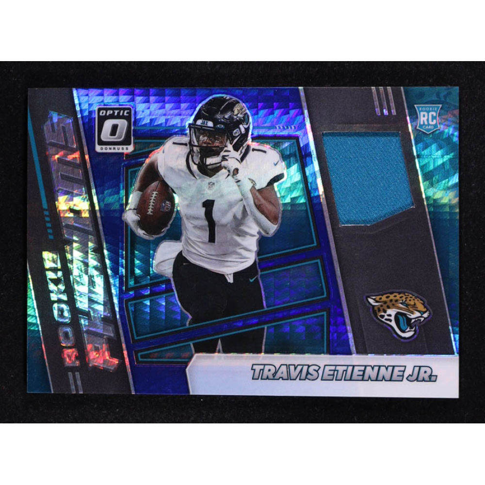 Travis Etienne Jr. 2021 Donruss Optic Rookie Phenoms Jerseys Horizontal Blue Hyper #14 RC at PristineAuction.com