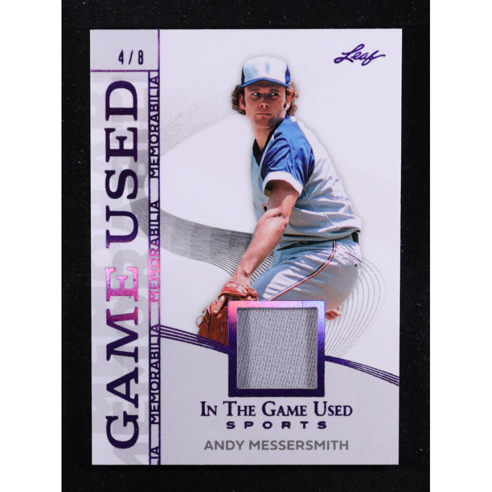 Andy Messersmith 2025 Leaf ITG Used Sports Game Used Memorabilia Purple Foil JSY #GM4 #4/8 at PristineAuction.com