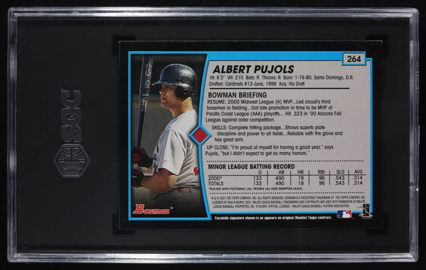 Albert Pujols 2001 Bowman #264 RC (SGC 8.5) at PristineAuction.com Albert Pujols 2001 Bowman #264 RC (SGC 8.5) at PristineAuction.com