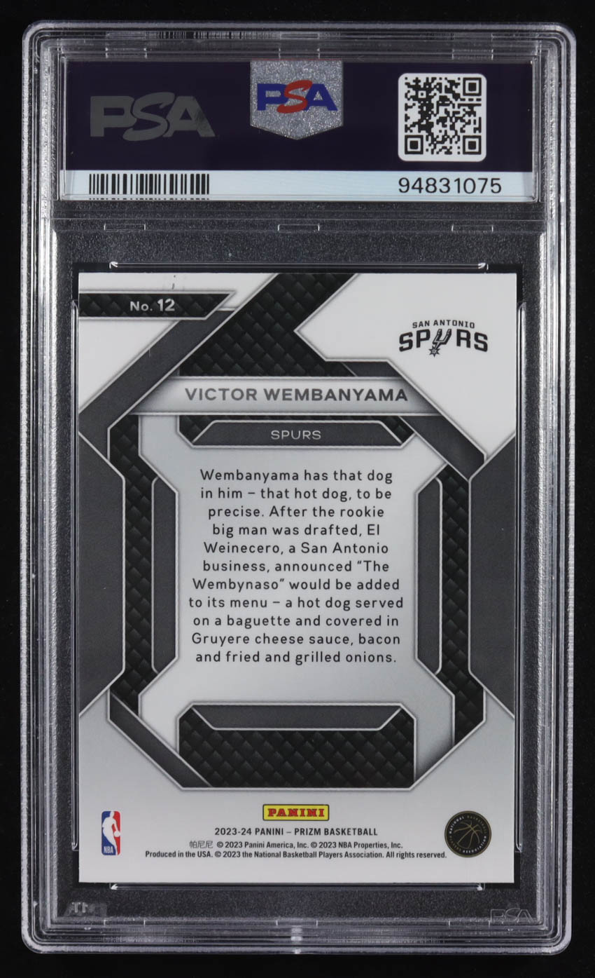 Victor Wembanyama 2023-24 Panini Prizm Emergent #12 RC (PSA 10) at PristineAuction.com Victor Wembanyama 2023-24 Panini Prizm Emergent #12 RC (PSA 10) at PristineAuction.com