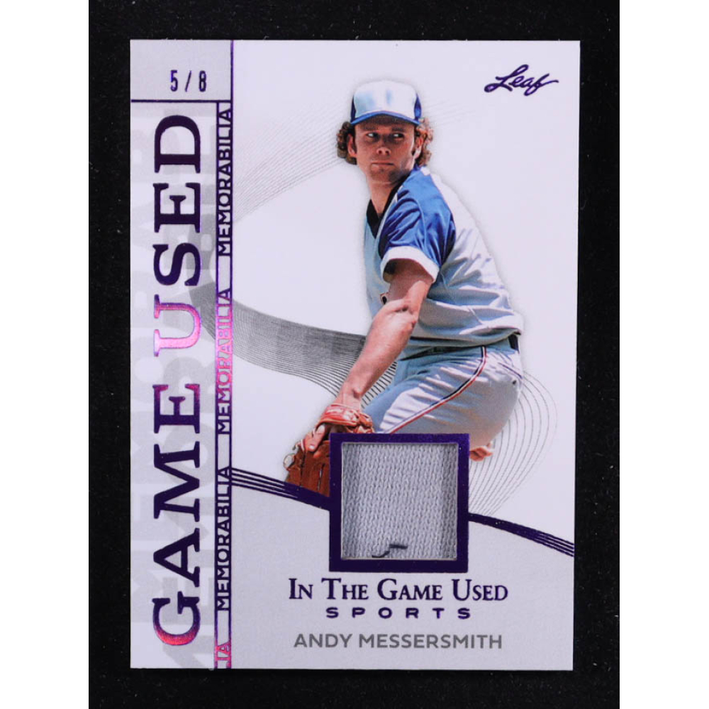 Andy Messersmith 2025 Leaf ITG Used Sports Game Used Memorabilia Purple Foil JSY #GM4 #5/8 at PristineAuction.com