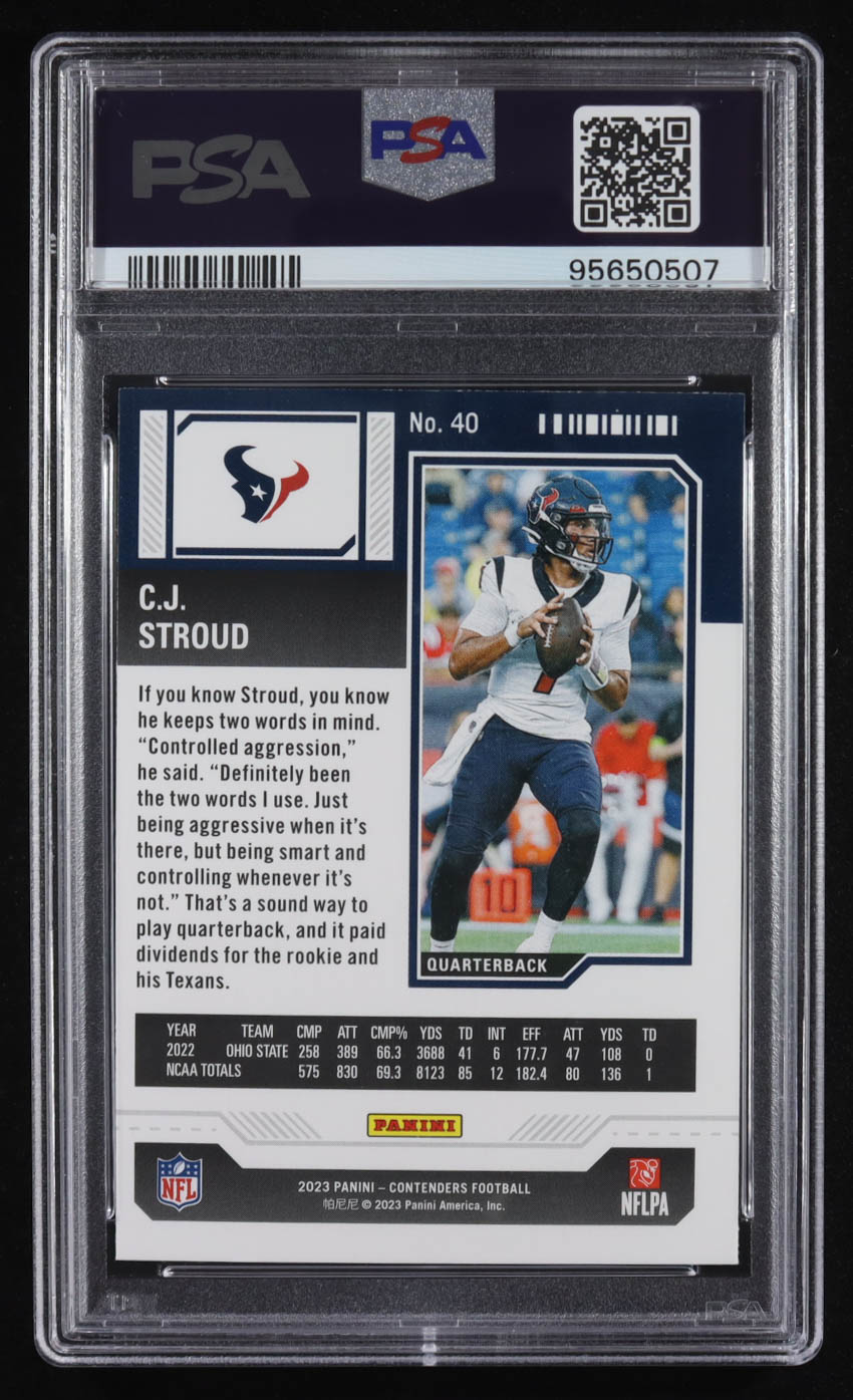 C.J. Stroud 2023 Panini Contenders Retail Season Ticket #40 RC (PSA 9) at PristineAuction.com C.J. Stroud 2023 Panini Contenders Retail Season Ticket #40 RC (PSA 9) at PristineAuction.com