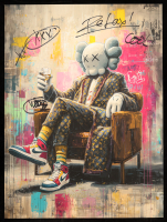 "Kaws After Hours" 2026 18x24 Original Painting on Fine Art Paper by Tadas Zaicikas | TedyZet (Zaicikas) at PristineAuction.com