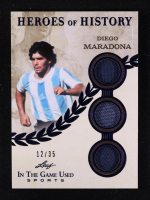 Diego Maradona 2025 Leaf ITG Used Sports Heroes of History Navy Blue #HH25 #12/35 at PristineAuction.com