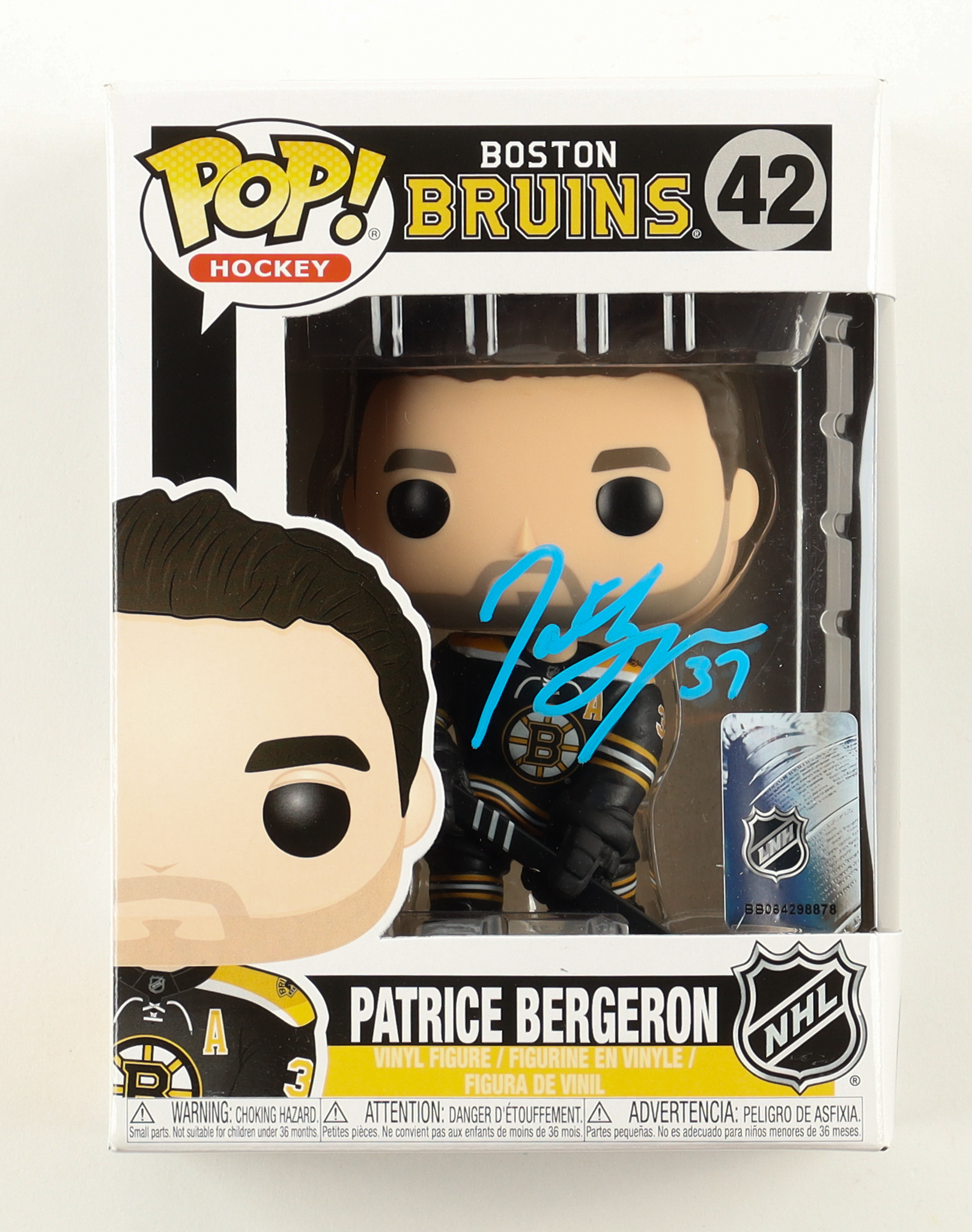 Patrice Bergeron Signed Boston Bruins #42 Funko Pop! Vinyl Figure (Bergeron) at PristineAuction.com Patrice Bergeron Signed Boston Bruins #42 Funko Pop! Vinyl Figure (Bergeron) at PristineAuction.com