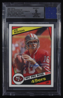 Joe Montana Signed Sticker on 1984 Topps NFC Pro Bowl #358 With Game Used Swatch (BGS | Autograph Graded BGS 9) at PristineAuction.com