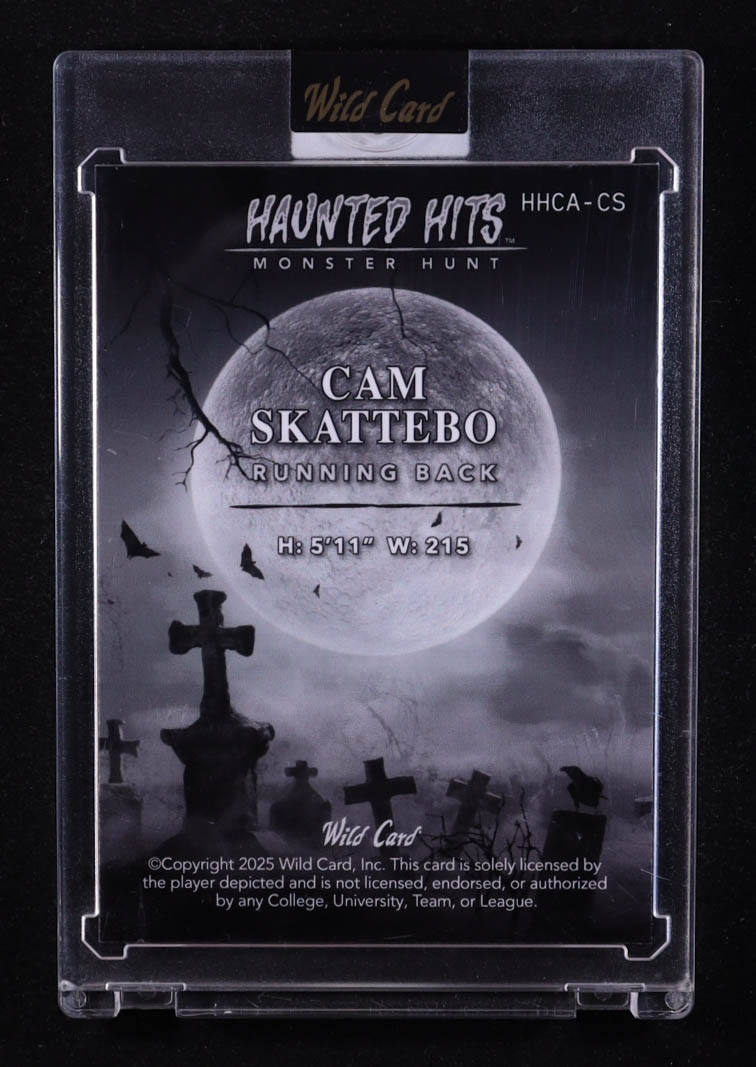 Cam Skattebo 2025 Wild Card Haunted Hits Monster Hunt Prismatic Green #HHCACS RC #1/4 at PristineAuction.com Cam Skattebo 2025 Wild Card Haunted Hits Monster Hunt Prismatic Green #HHCACS RC #1/4 at PristineAuction.com