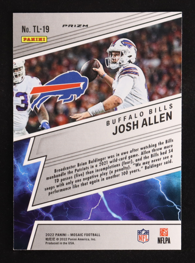 Josh Allen 2022 Panini Mosaic Thunder Lane Mosaic #19 at PristineAuction.com Josh Allen 2022 Panini Mosaic Thunder Lane Mosaic #19 at PristineAuction.com