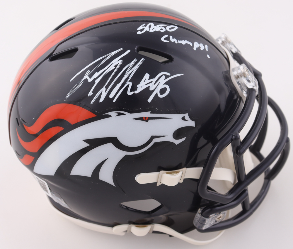 Derek Wolfe Signed Broncos Speed Mini Helmet Inscribed "SB 50 Champs!" (Beckett) at PristineAuction.com Derek Wolfe Signed Broncos Speed Mini Helmet Inscribed "SB 50 Champs!" (Beckett) at PristineAuction.com