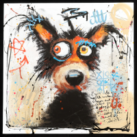 "Electric Curiosity #S-2" 2025 24x24 Original Painting on Fine Art Paper by Tadas Zaicikas | TedyZet (Zaicikas) at PristineAuction.com