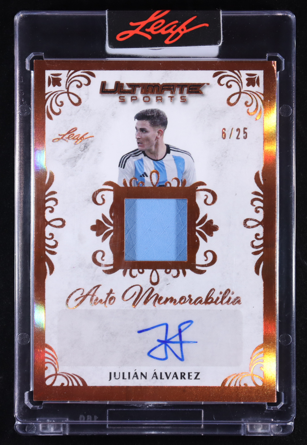 Julian Alvarez 2024 Leaf Ultimate Sports Patch Auto Memorabilia #AM-JA1 #6/25 at PristineAuction.com Julian Alvarez 2024 Leaf Ultimate Sports Patch Auto Memorabilia #AM-JA1 #6/25 at PristineAuction.com