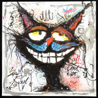 "Wild Cat's Smile #S-2" 2025 24x24 Original Painting on Fine Art Paper by Tadas Zaicikas | TedyZet (Zaicikas) at PristineAuction.com