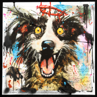 "Joyful Chaos #S-2" 2025 24x24 Original Painting on Fine Art Paper by Tadas Zaicikas | TedyZet (Zaicikas) at PristineAuction.com