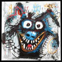 "Electric Smiles #S-2" 2025 24x24 Original Painting on Fine Art Paper by Tadas Zaicikas | TedyZet (Zaicikas) at PristineAuction.com
