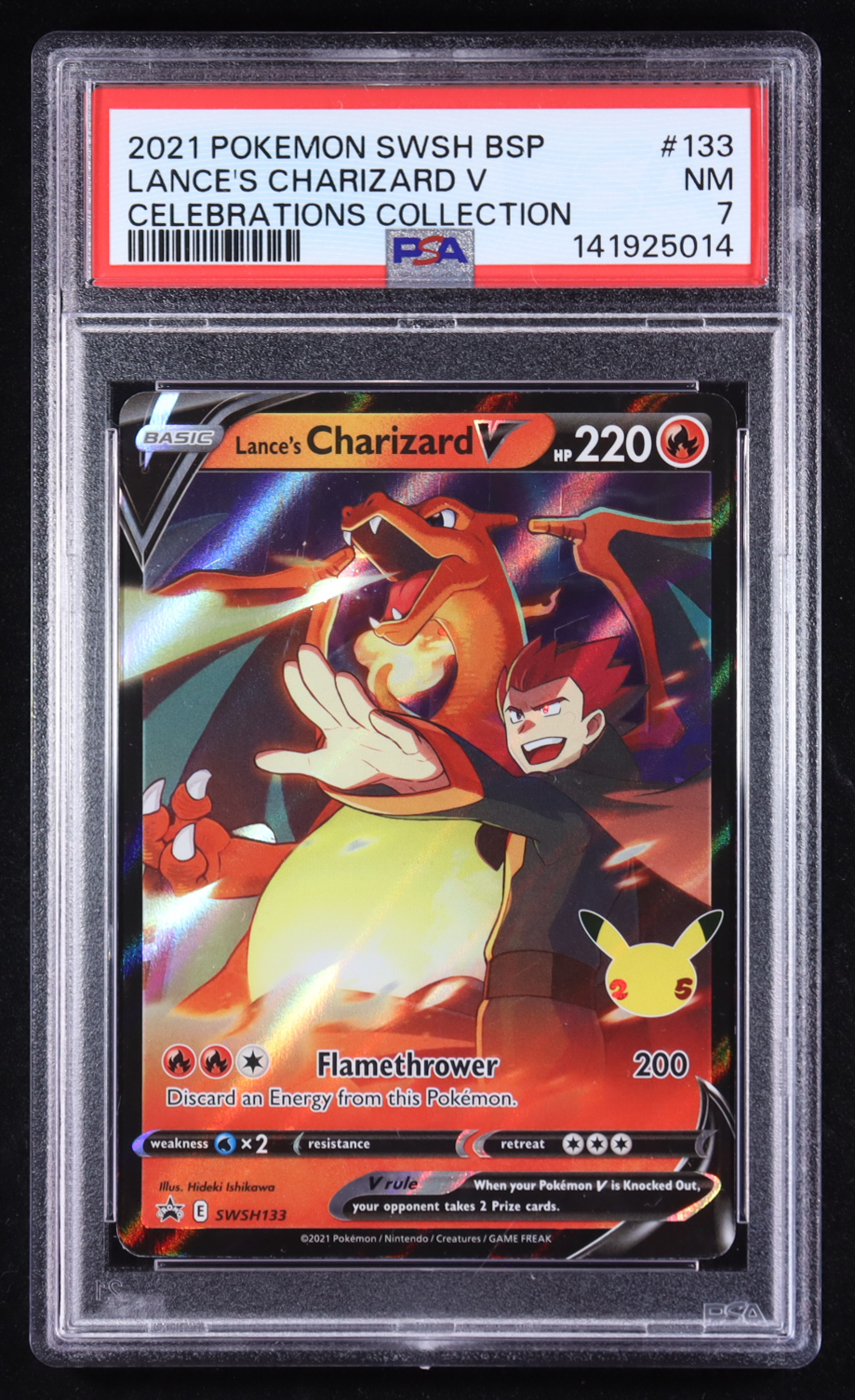 Lance's Charizard V 2021 Pokemon TCG Sword & Shield Black Star Promos #SWSH133 (PSA 7) at PristineAuction.com Lance's Charizard V 2021 Pokemon TCG Sword & Shield Black Star Promos #SWSH133 (PSA 7) at PristineAuction.com