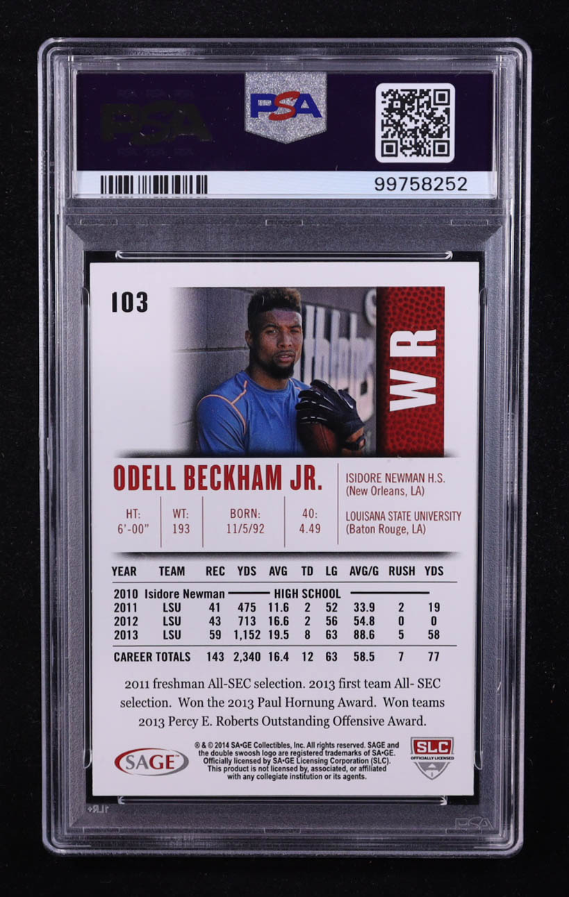 Odell Beckham Jr. 2014 SAGE HIT #103 RC (PSA 10) at PristineAuction.com Odell Beckham Jr. 2014 SAGE HIT #103 RC (PSA 10) at PristineAuction.com