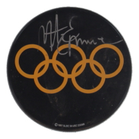 Mike Eruzione Signed 2002 Winter Olympics Logo Hockey Puck (JSA) at PristineAuction.com