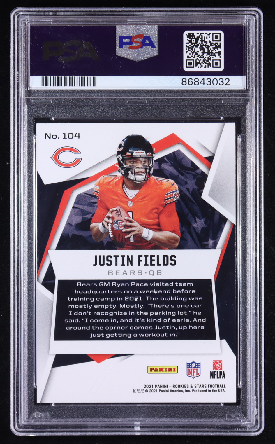 Justin Fields 2021 Panini Rookies & Stars #104 RC (PSA 9) at PristineAuction.com Justin Fields 2021 Panini Rookies & Stars #104 RC (PSA 9) at PristineAuction.com