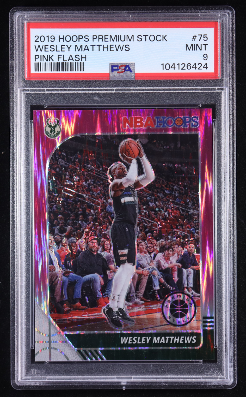Wesley Matthews 2019 NBA Hoops Premium Stock Pink Flash #75 #01/25 (PSA 9) at PristineAuction.com Wesley Matthews 2019 NBA Hoops Premium Stock Pink Flash #75 #01/25 (PSA 9) at PristineAuction.com
