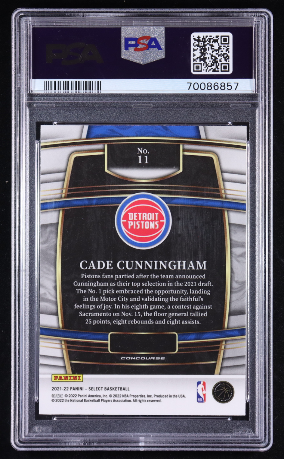 Cade Cunningham 2021 Panini Select Concourse #11 RC (PSA 9) at PristineAuction.com Cade Cunningham 2021 Panini Select Concourse #11 RC (PSA 9) at PristineAuction.com