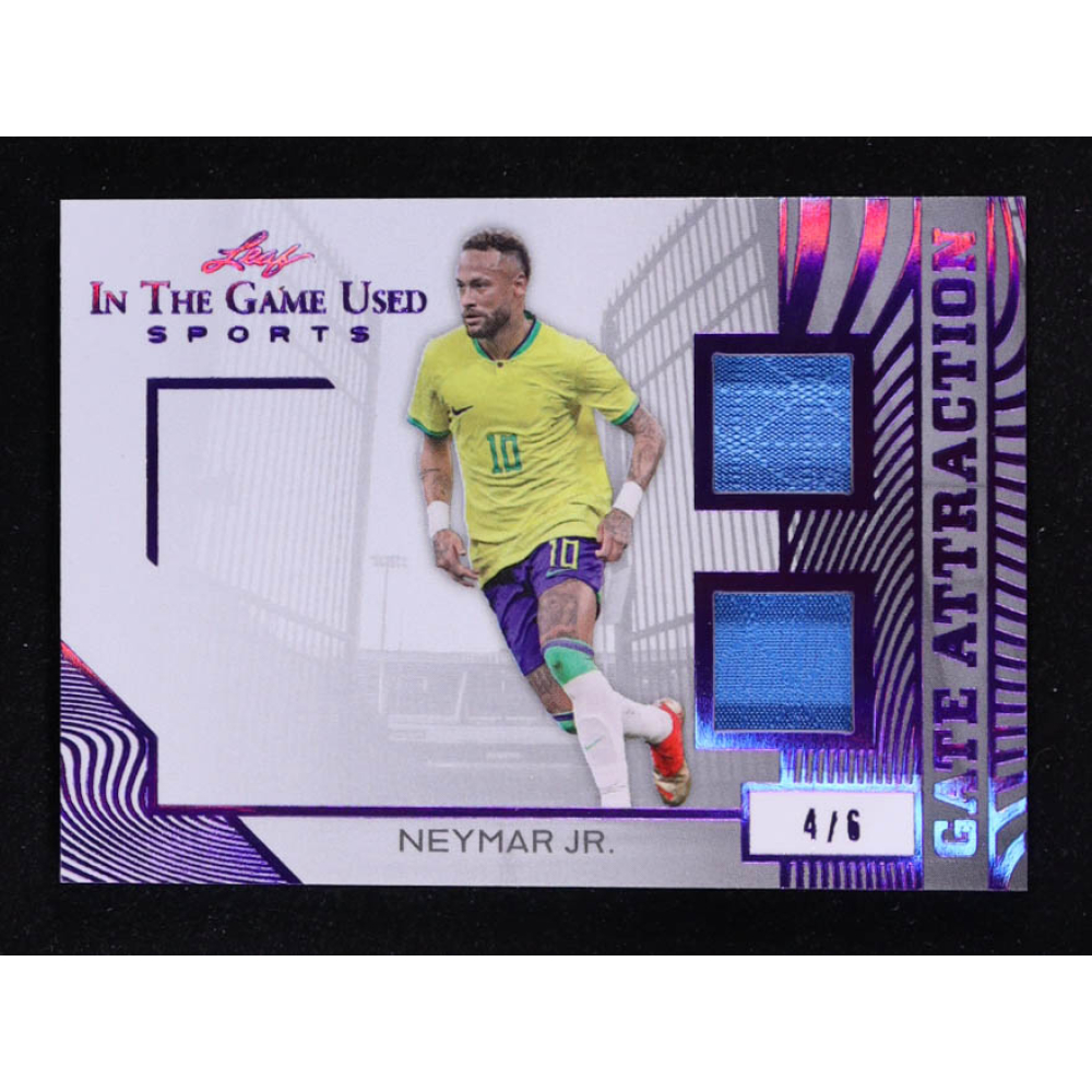 Neymar Junior 2025 Leaf ITG Used Sports Gate Attraction Dual Relic Purple Foil #GA25 #4/6 at PristineAuction.com