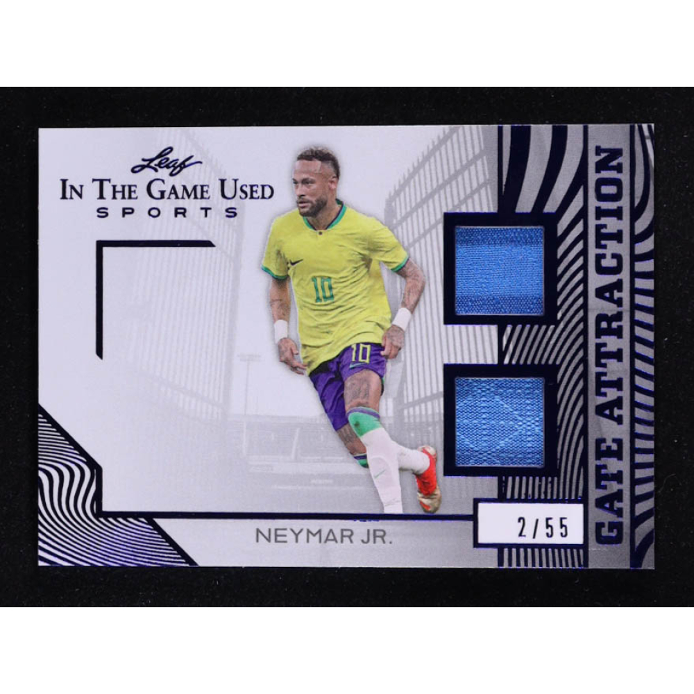 Neymar Junior 2025 Leaf ITG Used Sports Gate Attraction Dual Relic Blue Foil #GA25 #2/55 at PristineAuction.com