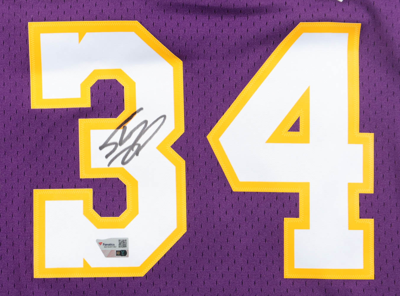 Shaquille O'Neal Signed Lakers Mitchell & Ness Authentic Jersey (Fanatics) at PristineAuction.com Shaquille O'Neal Signed Lakers Mitchell & Ness Authentic Jersey (Fanatics) at PristineAuction.com